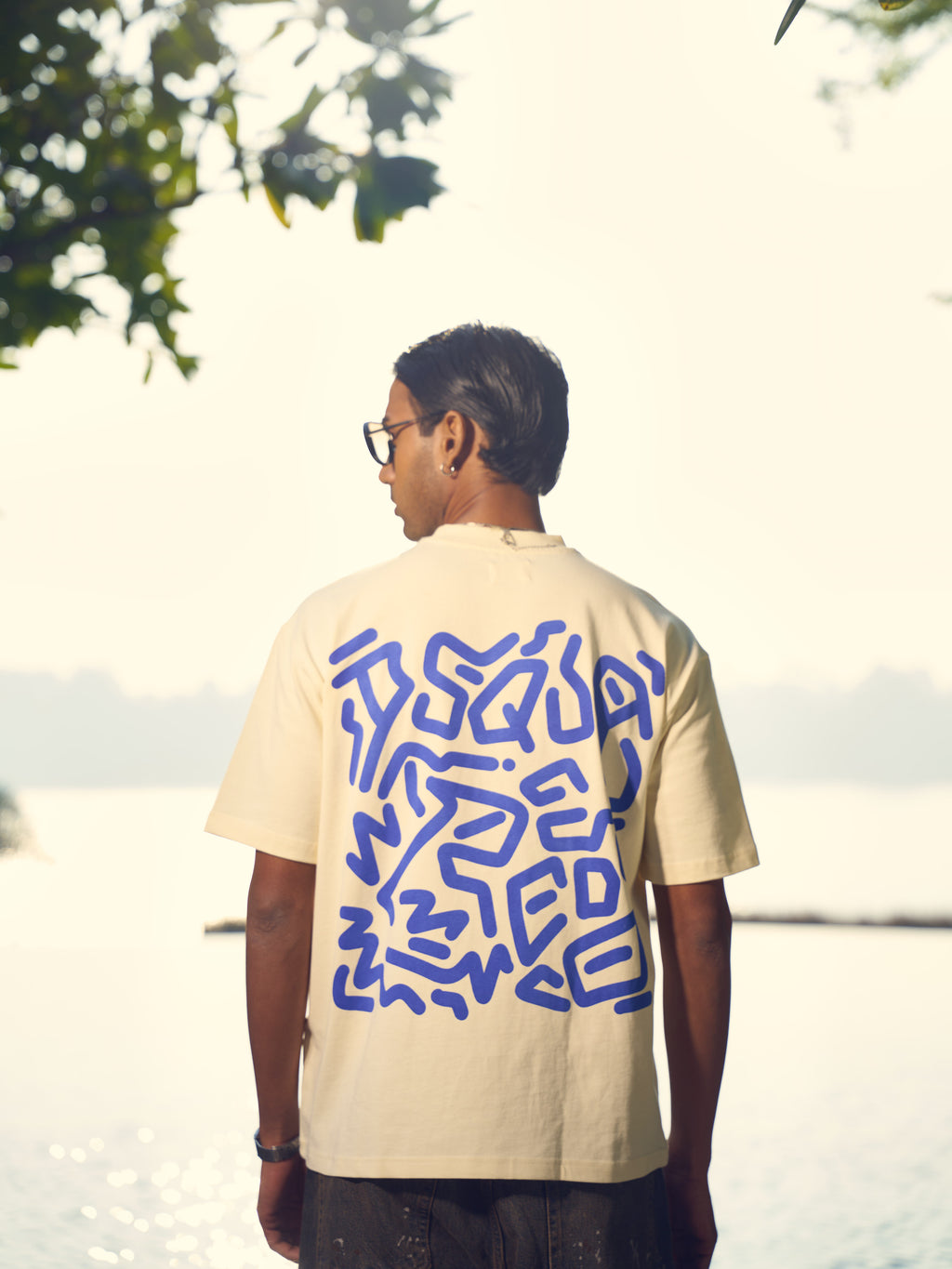 CONTRAST PRINT HEAVYWEIGHT OVERSIZED T-SHIRT FOR MEN