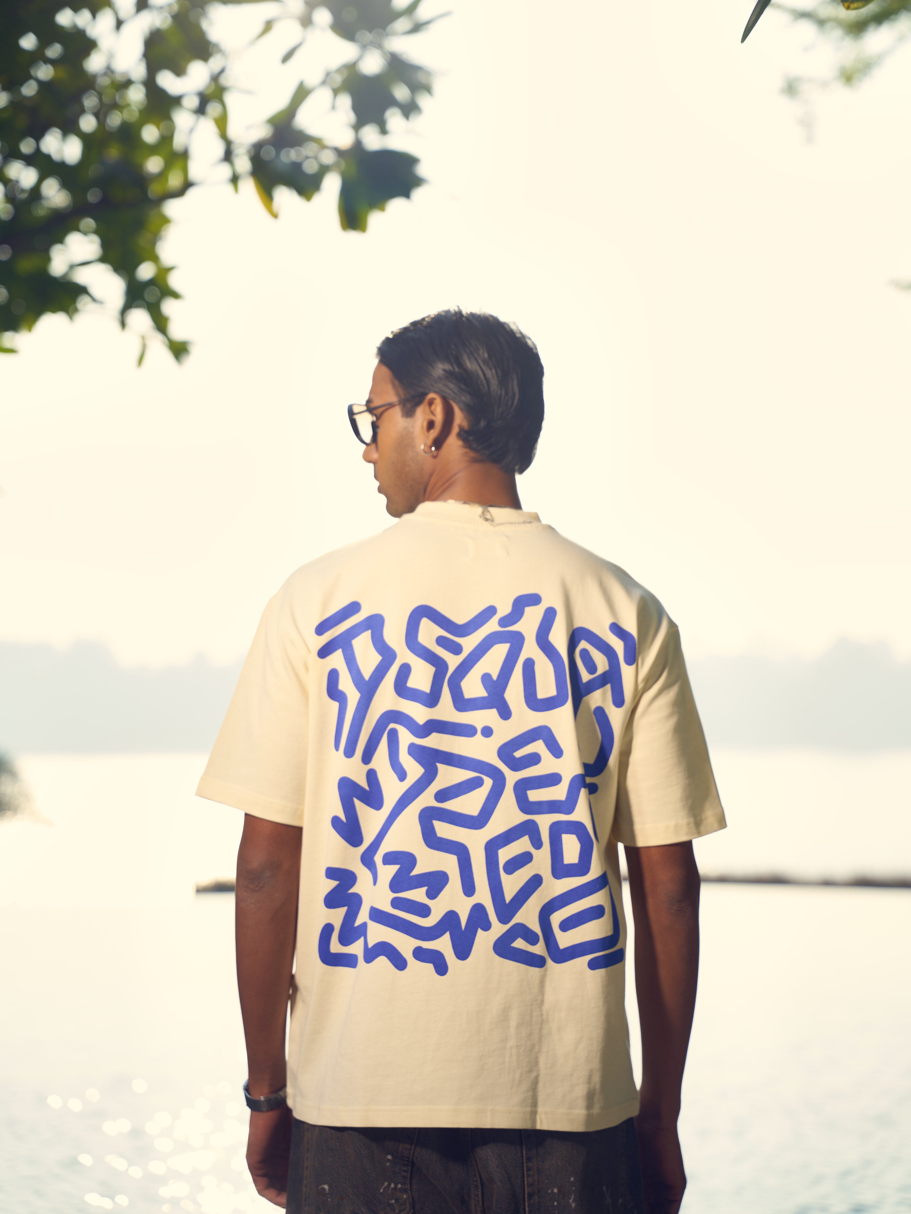 CONTRAST PRINT HEAVYWEIGHT OVERSIZED T-SHIRT FOR MEN