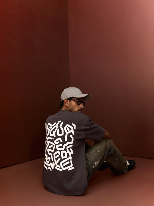 CONTRAST PRINT HEAVYWEIGHT OVERSIZED T-SHIRT FOR MEN