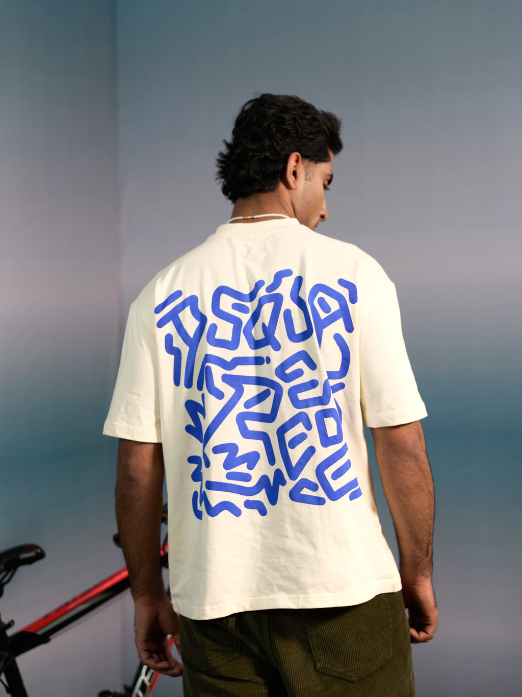 CONTRAST PRINT HEAVYWEIGHT OVERSIZED T-SHIRT FOR MEN