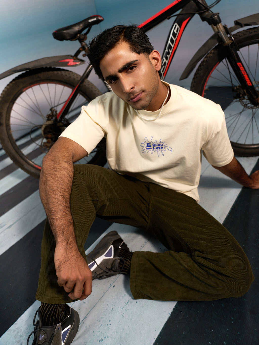CONTRAST PRINT HEAVYWEIGHT OVERSIZED T-SHIRT FOR MEN
